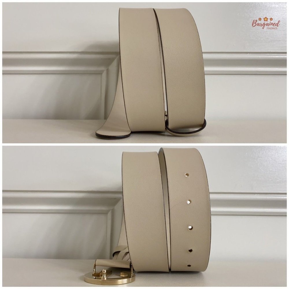 Authentic Gucci Vintage Cream Leather Gold G Logo Buckle Belt Size 95/38 - Picture 8 of 14
